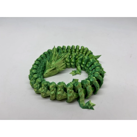 Smok 3D Ruchomy Flexi PLA Silk Żółto Zielony Figurka Dekoracyjna