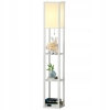 Lampa podłogowa LED Omdekor E27 biała z półkami 160cm regulowana