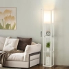 Lampa podłogowa LED Omdekor E27 biała z półkami 160cm regulowana