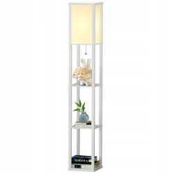 Lampa podłogowa LED Omdekor E27 biała z półkami 160cm regulowana