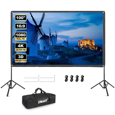 Przenośny Ekran Projekcyjny na Stojaku EMART 16:9 4K 100 cali
