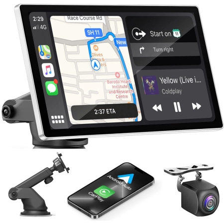 9-CALOWY BEZPRZEWODOWY APPLE CARPLAY I ANDROID CAR GPS BLUETOOTH FM AUX