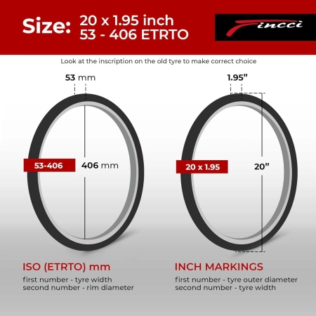 Fincci 20 x 1,95 opona ETRTO do roweru górskiego BMX MTB 20 cali 2szt