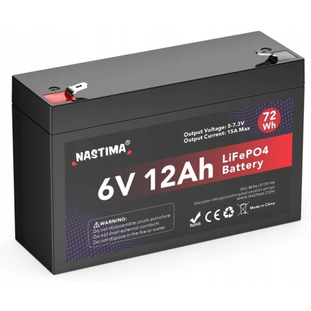 NASTIMA LiFePO4 6V 12Ah akumulator litowo-żelazowo-fosforanowy
