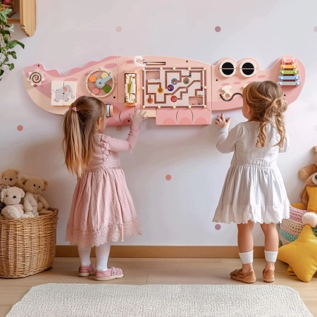 Zabawka edukacyjna Montessori drewniana deska aktywności centrum montowane