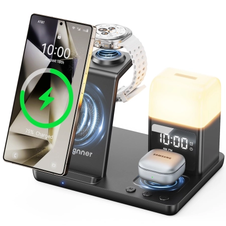 STACJA ŁADUJĄCA INDUKCJA DO AKCESORII SAMSUNG 6w1 15W LAMPKA BUDZIK CZARNA