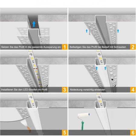 Profil aluminiowy LEDLightsWorld LED zestaw 4x1m mleczny dyfuzor 12 mm