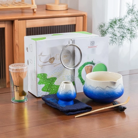 TEANAGOO MATCHA ZESTAW 7 SZTUK NIEBIESKI ZESTAW DO HERBATY