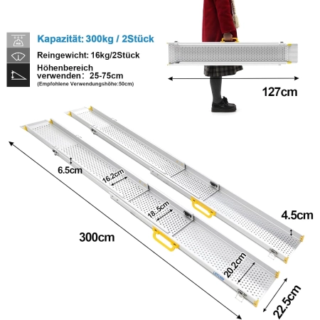 Rampa LIEKUMM Aluminiowa dla wózków inwalidzkich składana 127 cm do 300 cm