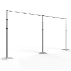EMART Stojak na rurę i zasłonę 3 x 6 m, wytrzymała rama 3 x 6 m - srebrny