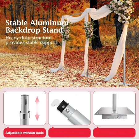EMART Stojak na rurę i zasłonę 3 x 6 m, wytrzymała rama 3 x 6 m - srebrny