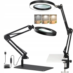 Lampa LED SAVSOO Zacisk 8X Lupa 3 Tryby Kolorów Ramię Uchylnym