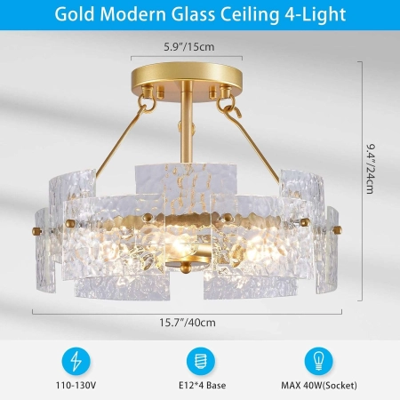 Lampa sufitowa Majhoiw Złoty Ø 40 cm 4 świateł E14 nowoczesna do wnętrz