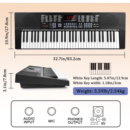 Keyboard Vangoa VGK611 61 klawiszy przenośny kontroler MIDI