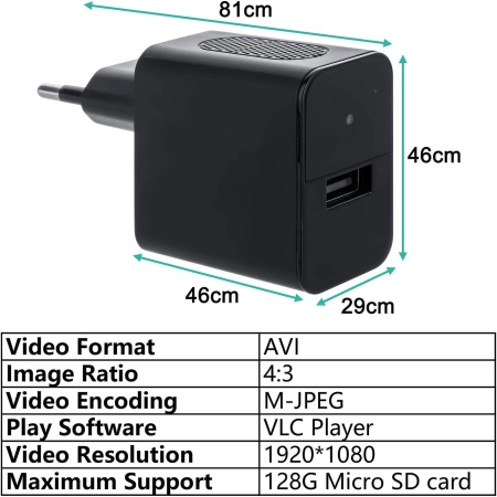 Kamera Mini Bezprzewodowa Czarna Amyway E8064 USB 32GB Full HD