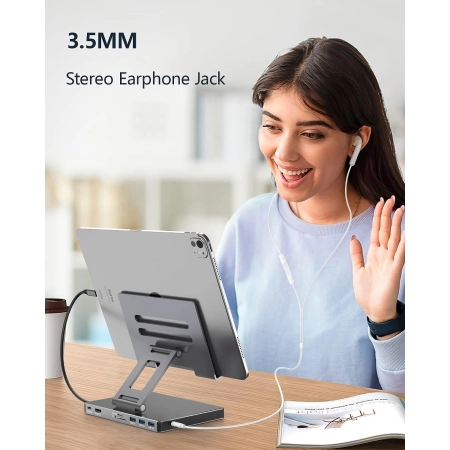 Stacja dokująca USB C 9w1 iPad Pro Air HDMI 4K PD Składana BKELHS Gray