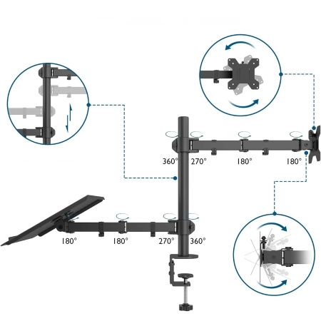 BONTEC MDM001B LT/MN Uchwyt z tacą na LAPTOPA VESA 75 100 do 10 kg 13 - 32