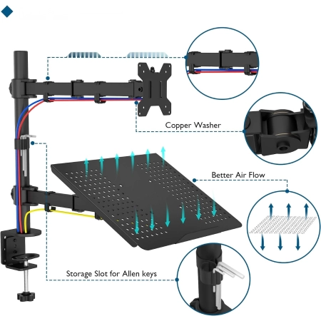 BONTEC MDM001B LT/MN Uchwyt z tacą na LAPTOPA VESA 75 100 do 10 kg 13 - 32