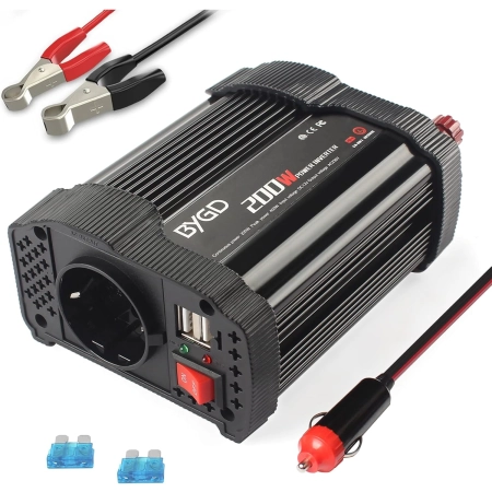 Przetwornica napięcia BYGD 200W Power Inverter 12V DC konwerter mocy