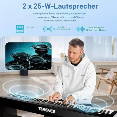 Pianino E 88 przycisków: TERENCE pianino cyfrowe P50 88 klawiszy
