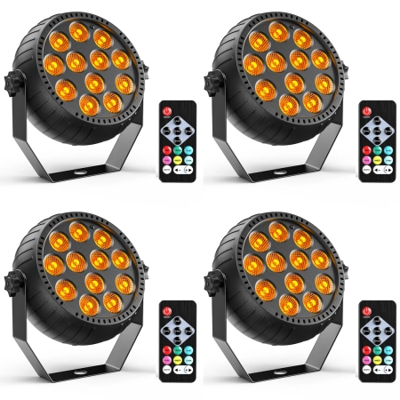Zestaw 4 bezprzewodowych reflektorów ZQ01632 RGB Par 12 z pilotem
