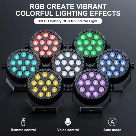 Zestaw 4 bezprzewodowych reflektorów ZQ01632 RGB Par 12 z pilotem