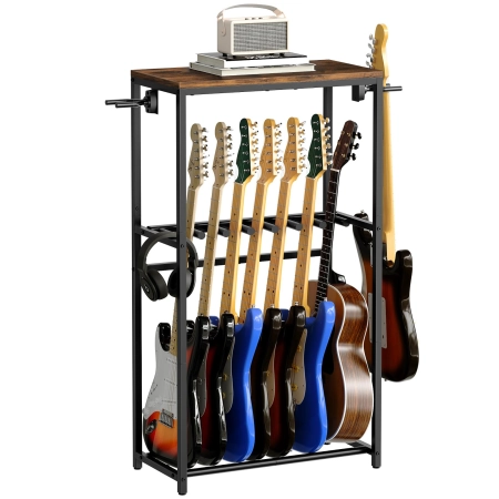 Stojak MAHANCRIS GSHR6701 rustykalny brąz na wiele gitar regulowany