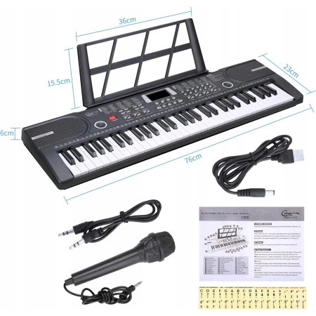 Keyboard Hricane 61 klawiszy DO NAUKI czarny