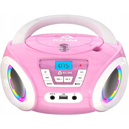 Klim Candy Boombox odtwarzacz CD dla dzieci różowy