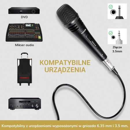 Mikrofon TONOR K1 Dynamiczny z Kablem XLR 5m i Statywem 635mm