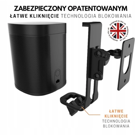 Uchwyt ścienny czarny kompatybilny z głośnikami Sonos One ONESL & Play 2szt
