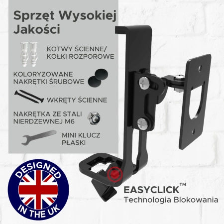 Uchwyt ścienny czarny kompatybilny z głośnikami Sonos One ONESL & Play 2szt