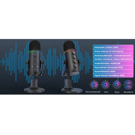 ZealSound K66 Mikrofon USB / USB-C AUX 3,5mm DO STREAMU PODCASTÓW PS4 / 5