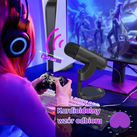 ZealSound K66 Mikrofon USB / USB-C AUX 3,5mm DO STREAMU PODCASTÓW PS4 / 5