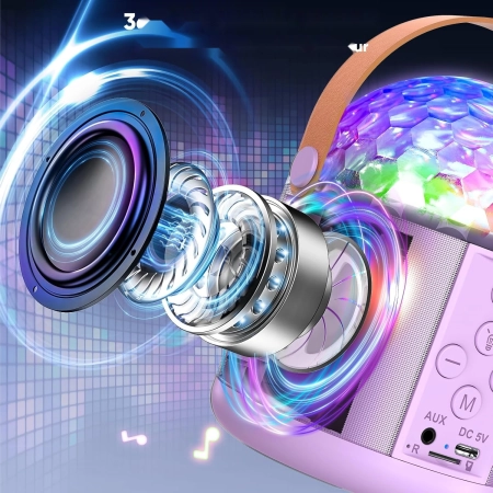 Zestaw karaoke Dislocati Zestaw do karaoke fioletowy 2 mikrofony Bluetooth