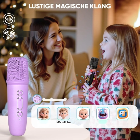 Zestaw karaoke Dislocati Zestaw do karaoke fioletowy 2 mikrofony Bluetooth