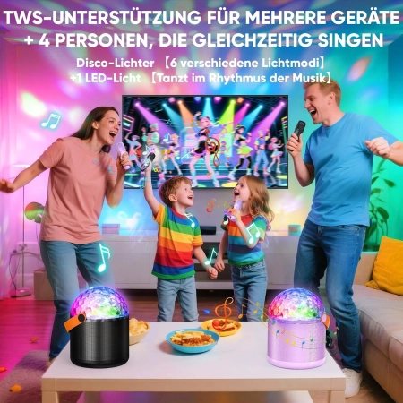 Zestaw karaoke Dislocati Zestaw do karaoke fioletowy 2 mikrofony Bluetooth
