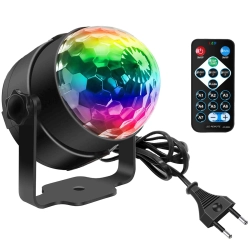 Lampa imprezowa LED RGB 3W Disco obrotowa 360° pilot DJ