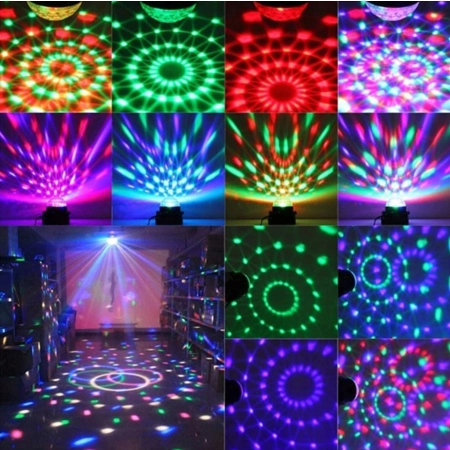 Lampa imprezowa LED RGB 3W Disco obrotowa 360° pilot DJ