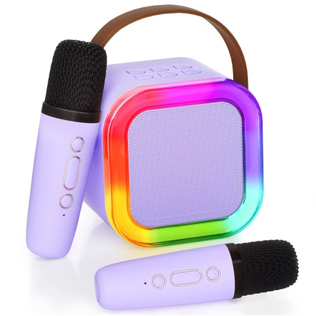 Karaoke dla dzieci zestaw 2 mikrofony bezprzewodowe głośnik Bluetooth