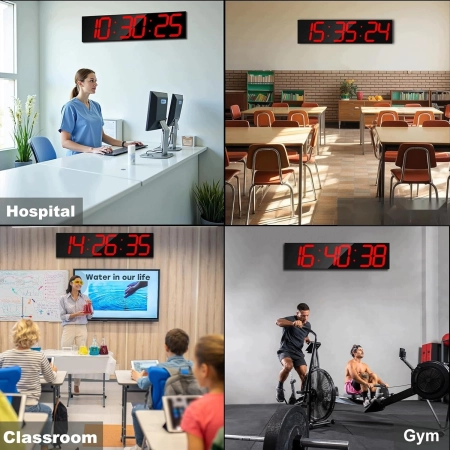 Cyfrowy zegar ścienny CHKOSDA 722 cm automatyczny z budzikiem i kalendarzem
