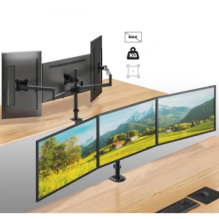 PUTORSEN Uchwyt biurkowy POTRÓJNY na 3x monitory LCD 13-27'