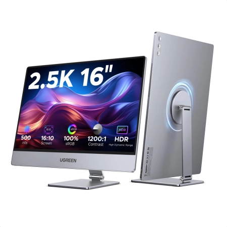 UGREEN Przenośny ekran 25K QHD 16-calowy monitor PC IPS 2 porty USBC