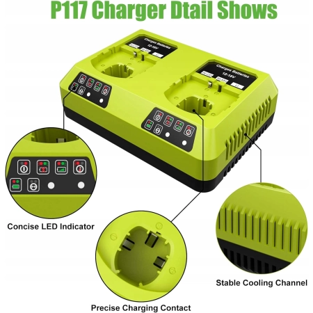 Zestaw 2x Akumulator 18V 5.5Ah + Ładowarka P118 Kompatybilny z Ryobi One+