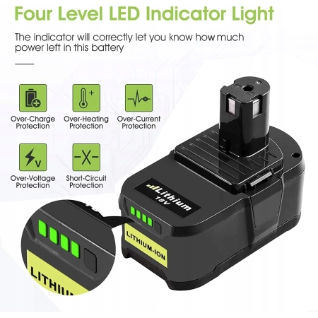 Zestaw 2x Akumulator 18V 5.5Ah + Ładowarka P118 Kompatybilny z Ryobi One+