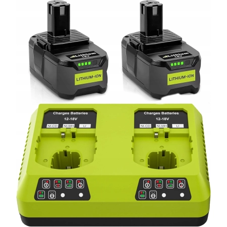 Zestaw 2x Akumulator 18V 5.5Ah + Ładowarka P118 Kompatybilny z Ryobi One+