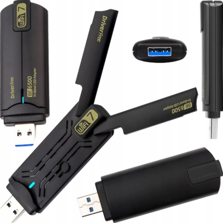 KARTA SIECIOWA ADAPTER WiFi 7 6E BE6500 TRI-BAND 6GHz ANTENY 6500Mb/s WPA3