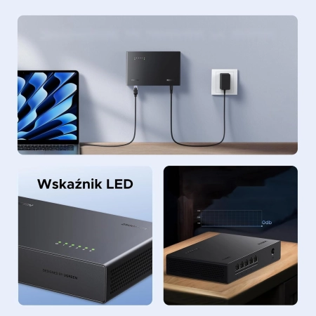 Przełącznik LAN UGREEN CM953 2.5G 5 portów niezarządzany do NAS i WiFi 6