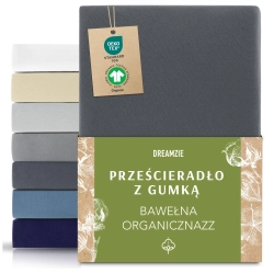 Prześcieradło Dreamzie Jersey ciemnoszary 120x200 cm bawełna organiczna