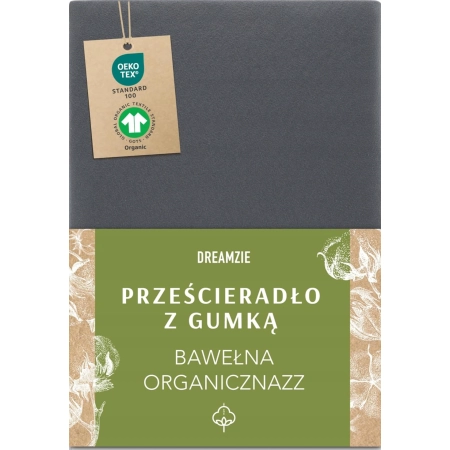Prześcieradło Dreamzie Jersey ciemnoszary 120x200 cm bawełna organiczna